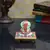 Marble Crystal studded Lord Ganesha Chowki with Peocock and Kalash