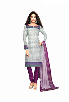 Grey printed cotton salwar with dupatta 1