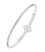 Square American Diamond CZ Silver Openable Kada Bangle Bracelet For Girls Women