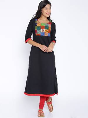 Black printed cotton stitched kurtas and kurtis 1