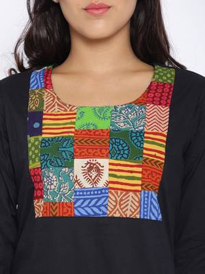 Black printed cotton stitched kurtas and kurtis 2