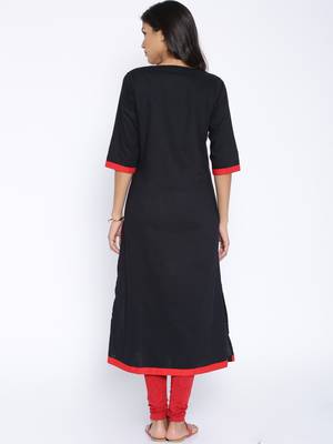 Black printed cotton stitched kurtas and kurtis 3