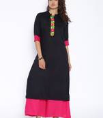 Black printed cotton stitched kurtas and kurtis