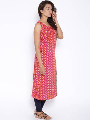 Rani pink printed cotton stitched kurtas and kurtis 5