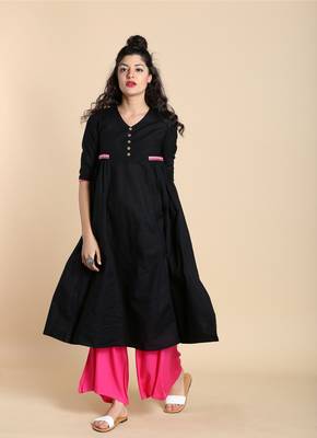 Black printed cotton kurtas and kurtis 1