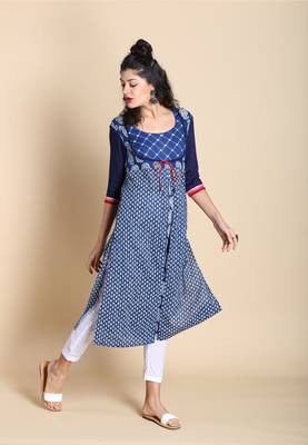 Indigo printed cotton kurtas-and-kurtis 1