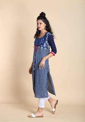 Indigo printed cotton kurtas-and-kurtis 2