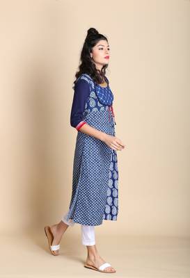 Indigo printed cotton kurtas-and-kurtis 3