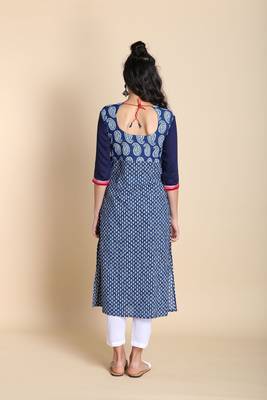 Indigo printed cotton kurtas-and-kurtis 4