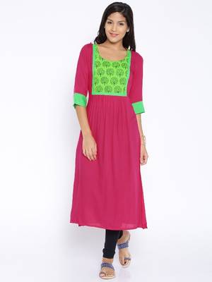 Pink printed cotton kurtas-and-kurtis 1