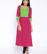 Pink printed cotton kurtas-and-kurtis