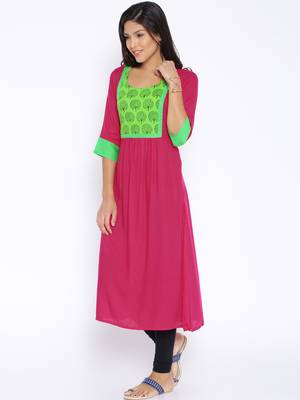Pink printed cotton kurtas-and-kurtis 2