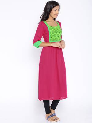 Pink printed cotton kurtas-and-kurtis 3