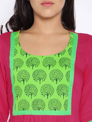 Pink printed cotton kurtas-and-kurtis 5