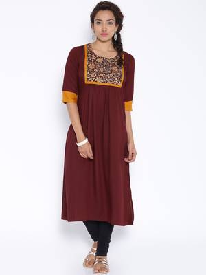 Brown printed cotton kurti 1