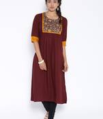 Brown printed cotton kurti