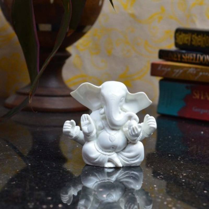 White Chaturbhuj Lord Ganesha