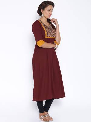 Brown printed cotton kurti 3