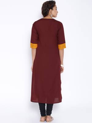 Brown printed cotton kurti 4