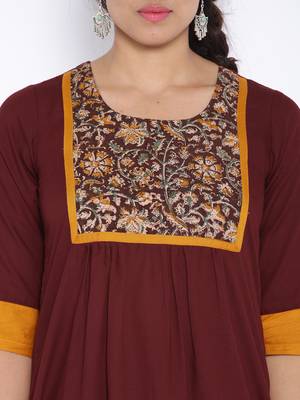 Brown printed cotton kurti 5