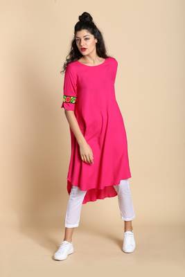 Pink printed cotton kurtas and kurtis 1