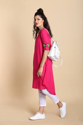Pink printed cotton kurtas and kurtis 2