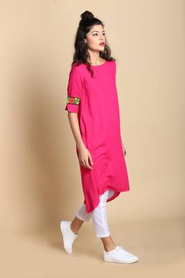 Pink printed cotton kurtas and kurtis 3