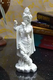 Pure White Statue of Lord Krishna