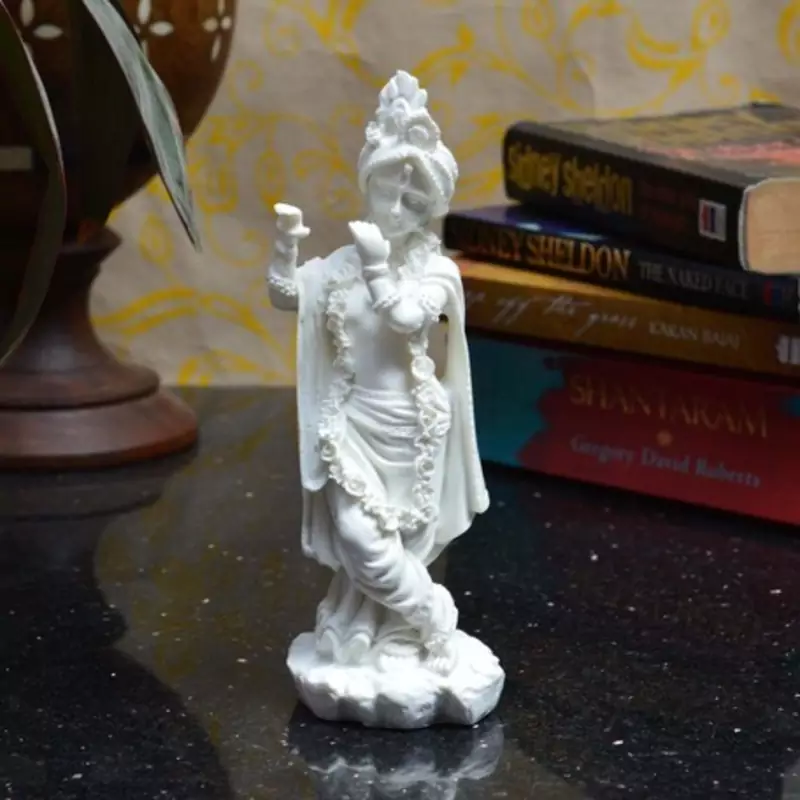 Pure White Statue of Lord Krishna