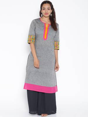 Grey woven cotton kurtas and kurtis 1
