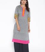 Grey woven cotton kurtas and kurtis