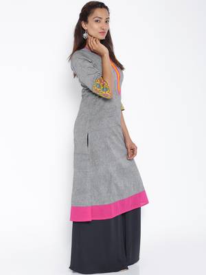 Grey woven cotton kurtas and kurtis 2