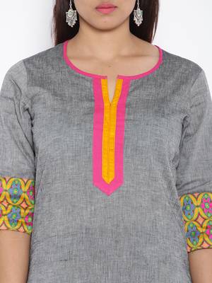 Grey woven cotton kurtas and kurtis 4