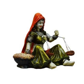 Rajasthani Lady Statue with Weighing Scale 2