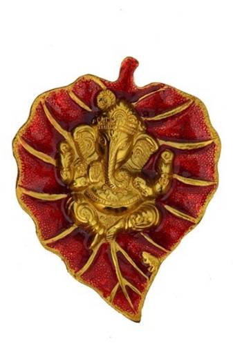 Lord Ganesha on Red Leaf