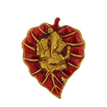 Lord Ganesha on Red Leaf 2