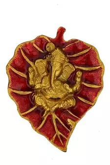 Lord Ganesha on Red Leaf