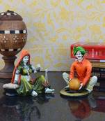 Combo of Rajasthani Craftmen and Lady Statue