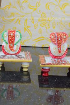 Set of 2 Lord Ganesha Marble Chowkis