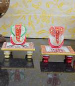 Set of 2 Lord Ganesha Marble Chowkis