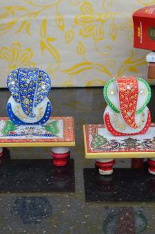 Set of 2 Lord Ganesha Marble Chowkis