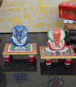 Set of 2 Lord Ganesha Marble Chowkis
