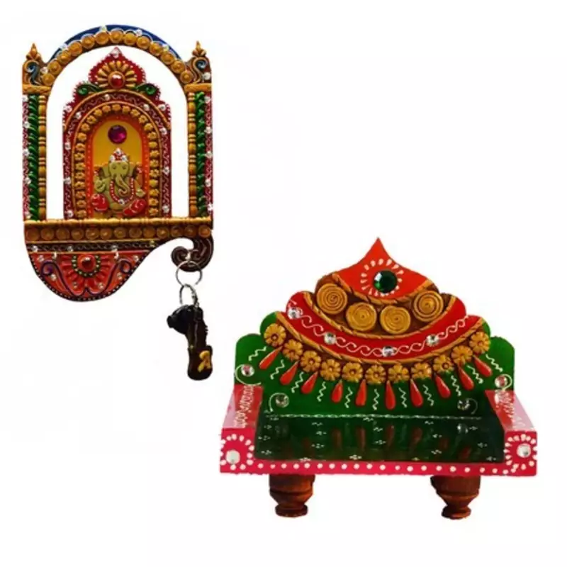 Combo of Lord Ganesha Key Holder  and Royal Throne for Mandir(Temple)