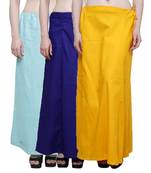Women Multi Colour Pure Cotton Inskirt Saree petticoats set of 3pec. and Free Peacock Saree Brotch Pin worth150 Rs.