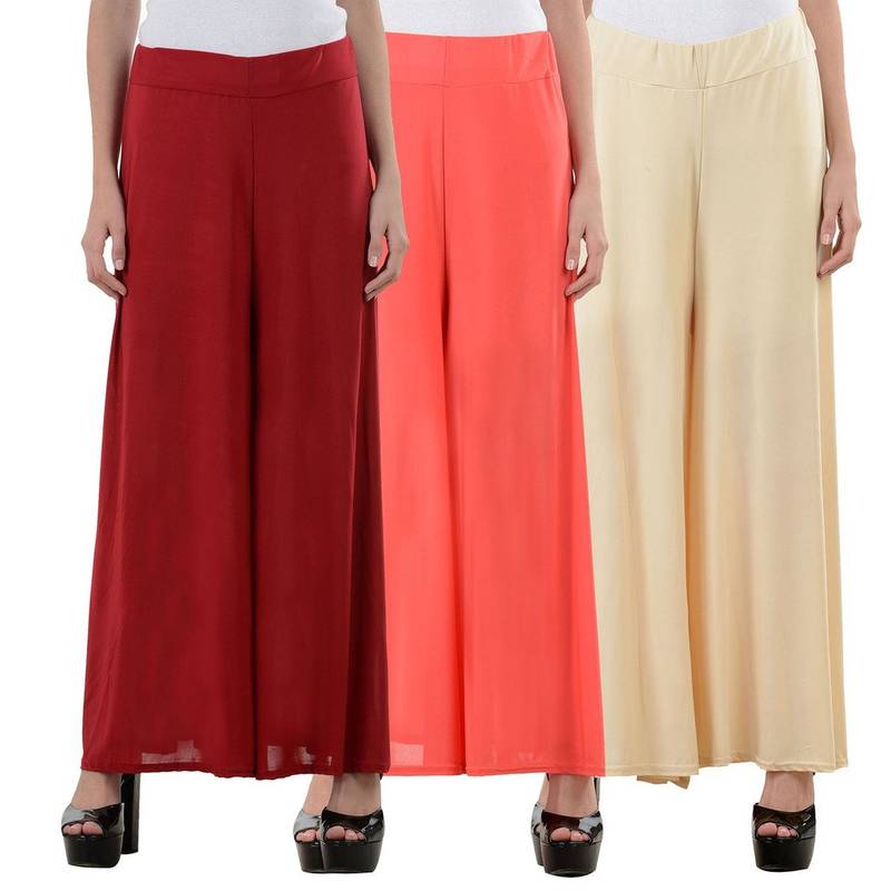 Multicolor cotton plain cotton palazzo-pants