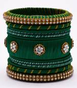 Handcrafted green silk thread bangle  (13 pcs)