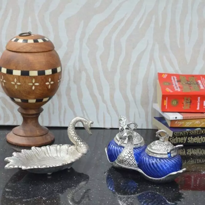 Combo of Crystal Mouth Freshner Container and Duck Dryfruit Tray