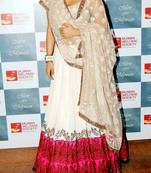 off White and Pink with Embroidery Thread work Sophie Choudhary Georgette Lehenga