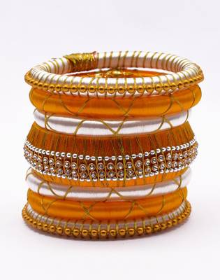Stylish and elegant multicolour silk thread bangle  (7 pcs) 1