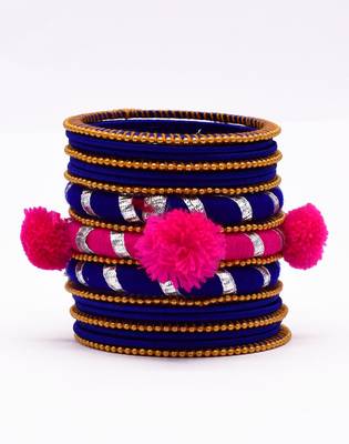 Partywear multicolour silk thread bangle  (19 pcs) 1